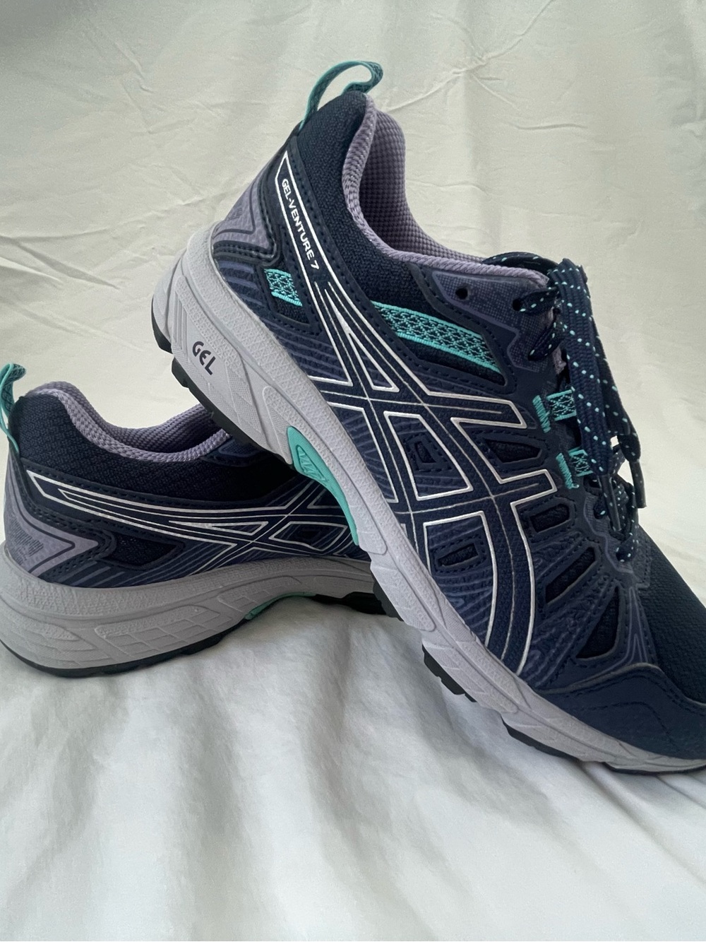 ASICS Women's Navy and Teal Running Sneakers